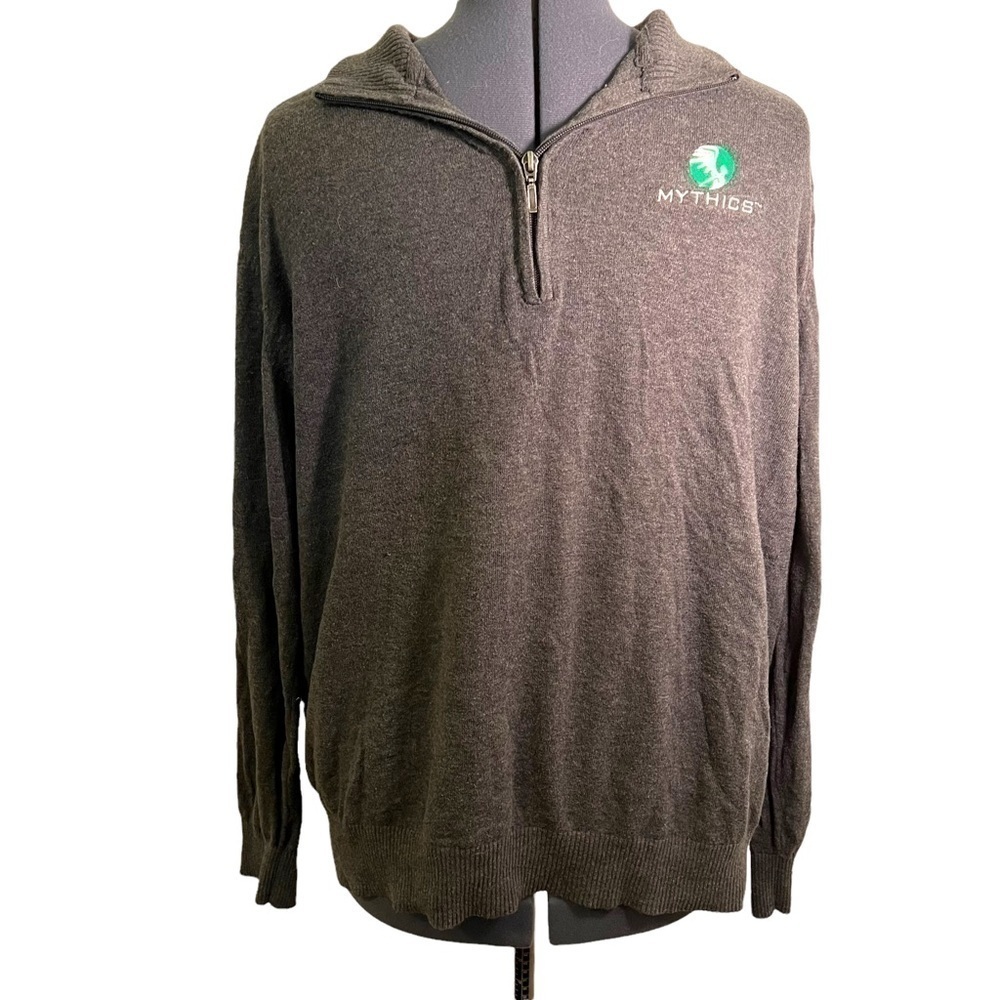 Port Authority Men's Size 2XL Quarter Zip Sweater Dark Gray Mythics Embroidered